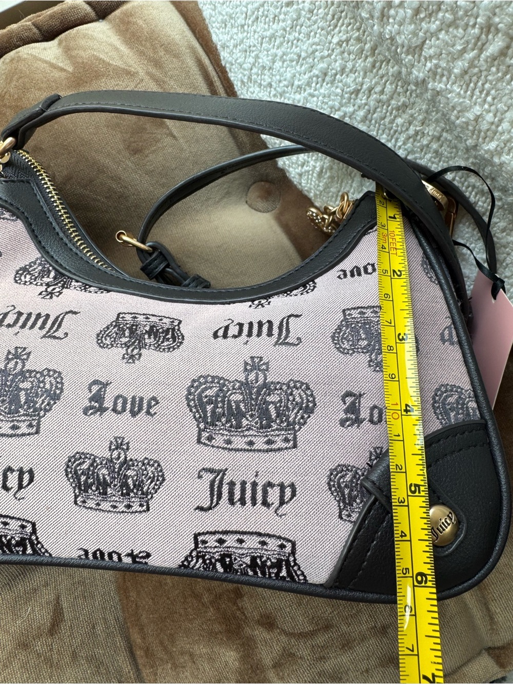 NWT Juicy Couture Pink Diamond Vintage Couture Shoulder Bag Rhinestone Logo Y2K - Picture 10 of 11